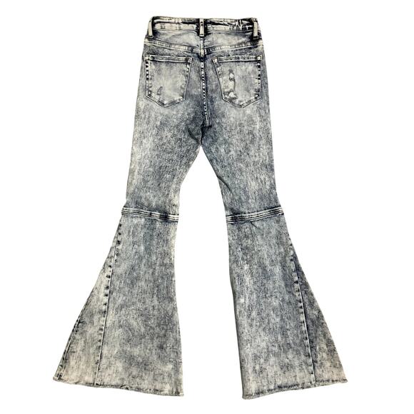 Flying Monkey Super Flare Jeans Women 24"X30" Acid Wash High Rise Distressed - Picture 1 of 11